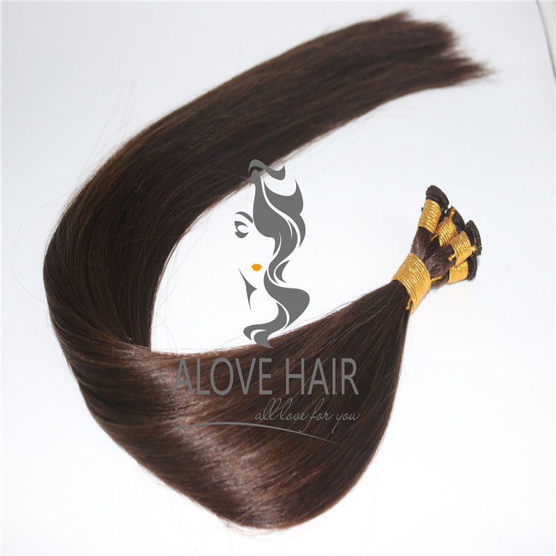 Russian Mongolian hand tied human hair wefts wholesale